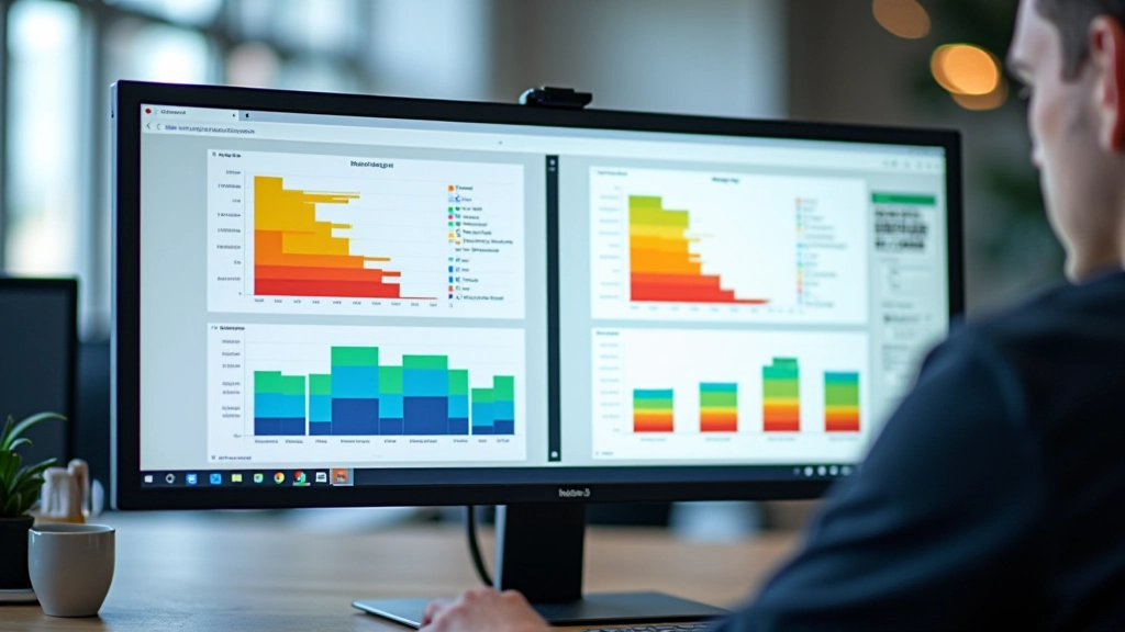 Computermonitor met simulaties van dezelfde grafiek weergegeven door deuteranopie, protanopie en tritanopia