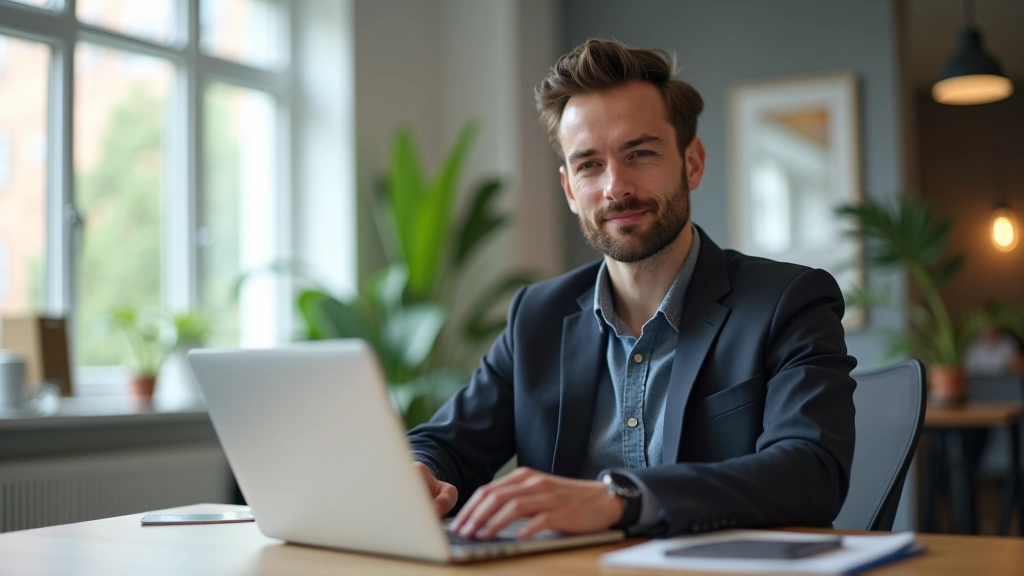 Designer die kleurenblindheid testen uitvoert op een laptop in een moderne kantooromgeving