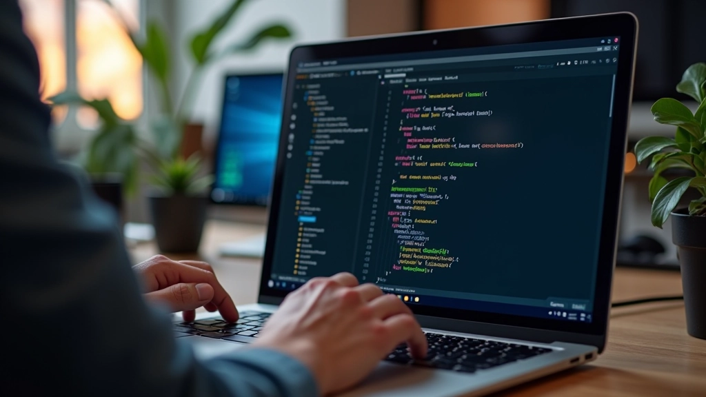 Laptop-scherm toont developer console met JavaScript-code en localStorage-opslag van contrast-instellingen